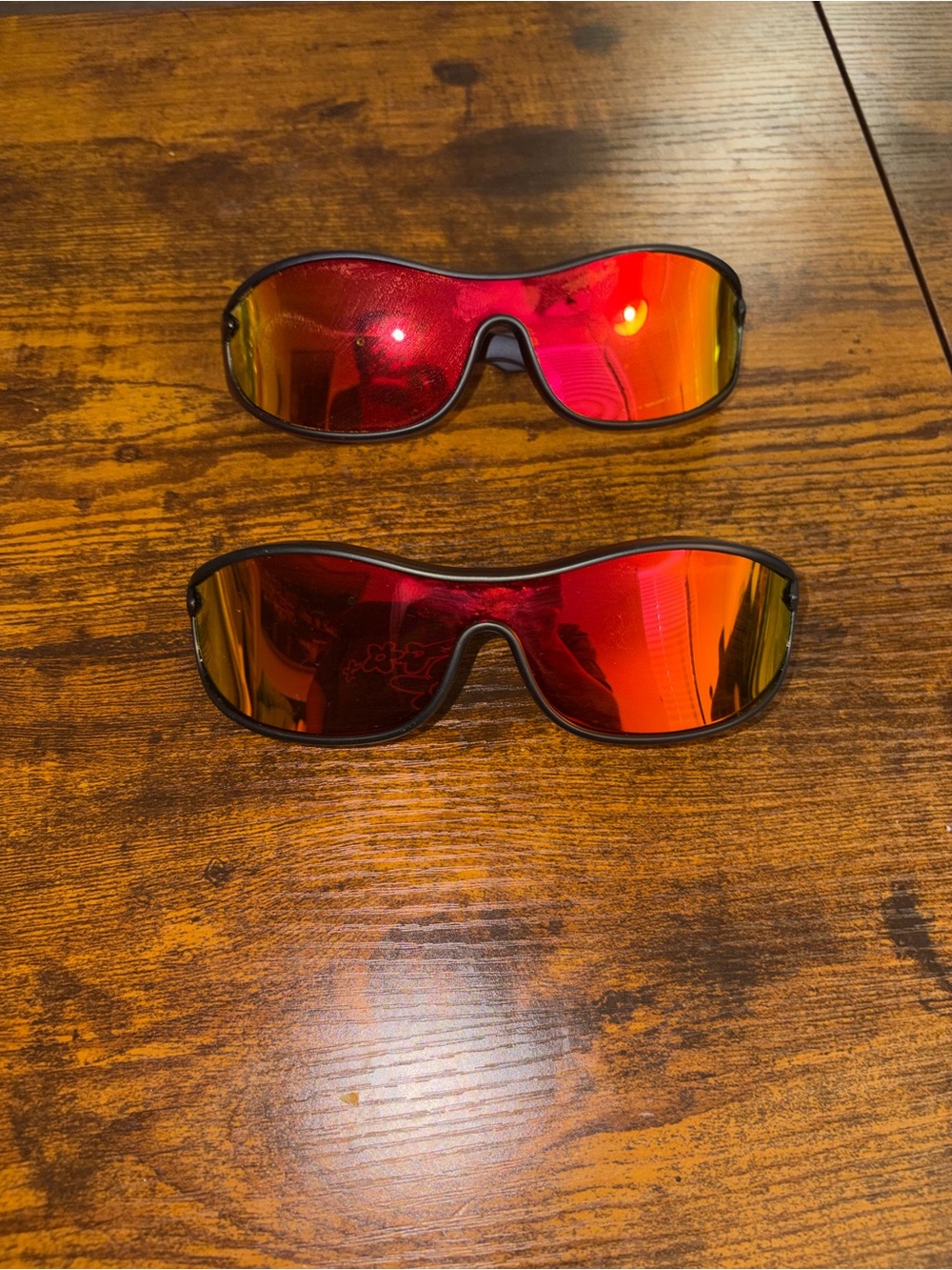 Lot of 2  Battle Vision Sunglasses Unisex Shield Red Gold Lens